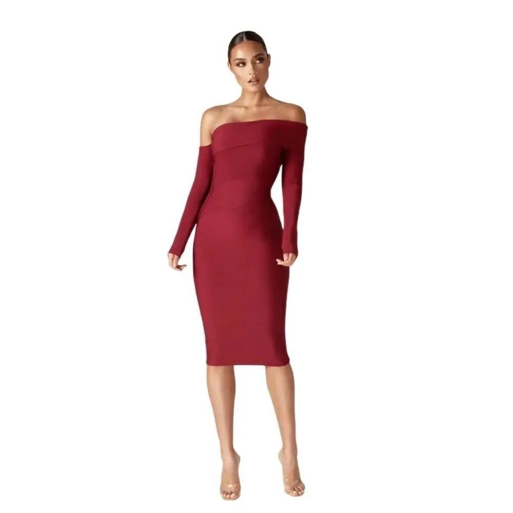 ALIEVA Shiva Bandage Dress - Maroon XL NWT